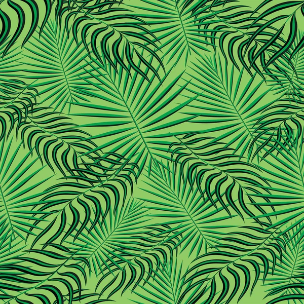 Tropische palmbladeren patroon naadloze achtergrond. Exotische bloemenmode gebladerte kunst patroon. Naadloze mooie plantkunde palm boom zomer decoratie ontwerp. Print patroon voor textiel zwemkleding. Vector. — Stockvector