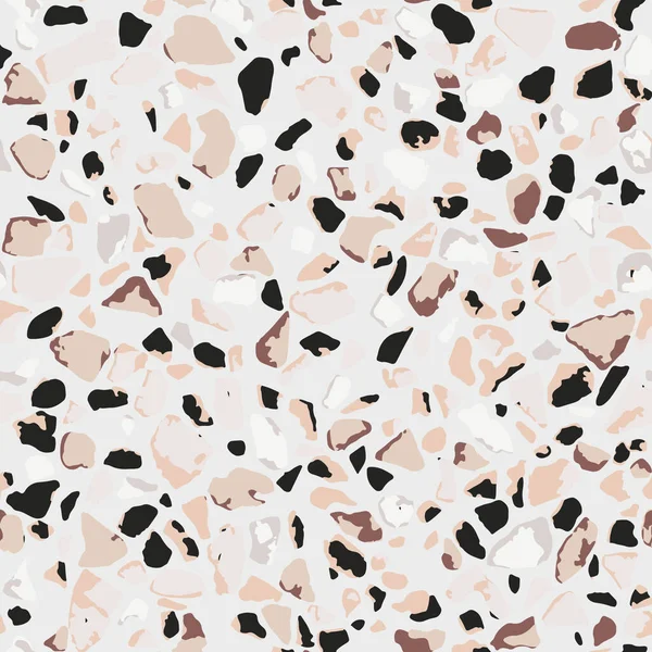 Terrazzo-Fußboden. Nahtlose mutern.Gray Hintergrund Textur. Abstraktes Vektordesign für Druck auf Boden, Wand, Fliese oder Textil — Stockvektor