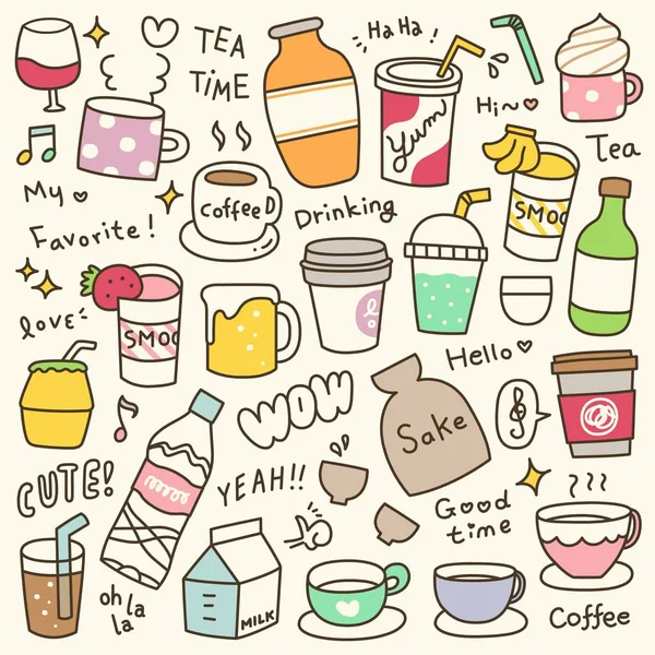 Tatlı içecekler Doodle kümesi