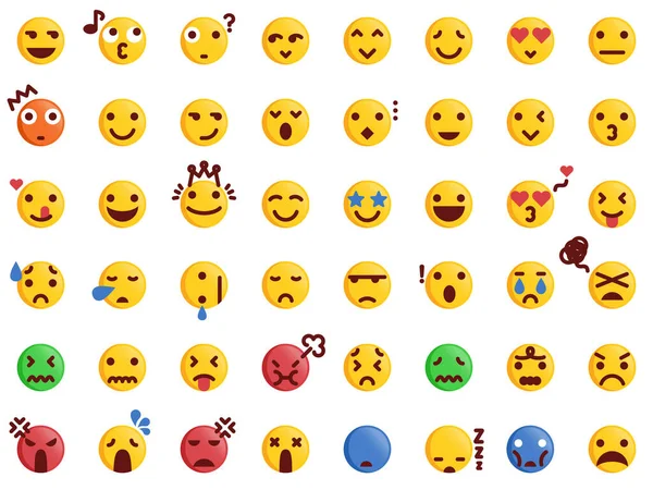 Verschiedene Emoticon Pack Kollektion Modernem Flachen Stil Vektor Emoji Symbolbündel — Stockvektor