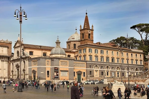 Roma Itália Abril 2016 Praça Povo Piazza Del Popolo Com — Fotografia de Stock