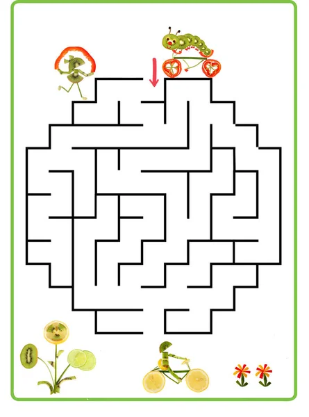 就学前の子供のための面白い迷路ゲーム 就学前の子供のための論理教育のイラスト — ストック写真