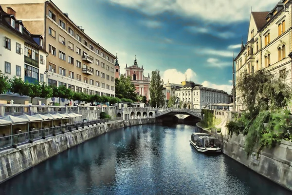 View Ljubljanica River Old Building Ljubljana City Slovenia — Stock Photo, Image