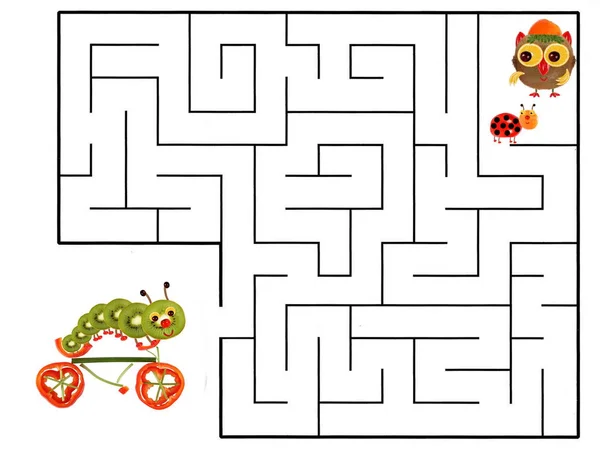 Funny Maze Game Preschool Children Illustration Logical Education Children Preschool — Stock Photo, Image