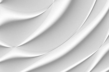 Beyaz ve açık gri fütüristik desen. Arka planlar, şablonlar, arka planlar, yüzey, tekstil ve kumaş tasarımları için tek renkli tasarım. 3d resimleme