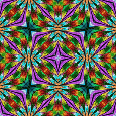 Renkli çiçek desenleri, vitray şeklinde. Davetiyeler, defter kapakları, telefon kılıfları, kartpostallar, duvar kağıtları gibi şeyler için kullanabilirsiniz. Yaratıcı tasarım için sanat.