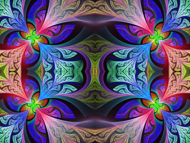 Çok renkli çiçek desen vitray pencere stili. Bu davetler, defter kapakları, telefon case, kartpostallar, kartları, duvar kağıtları ve benzeri kullanabilirsiniz. Yaratıcı tasarım, sanat ve eğlence için resimler.