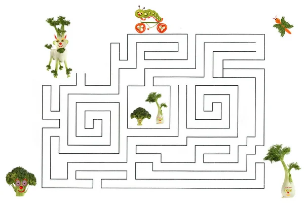 Gioco Divertente Labirinto Bambini Età Prescolare Illustrazione Dell Educazione Logica — Foto Stock