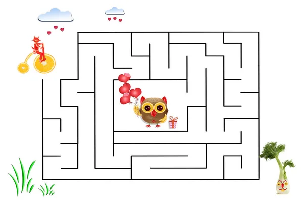 Funny Maze Game Preschool Children Illustration Logical Education Children Preschool — Stock Photo, Image