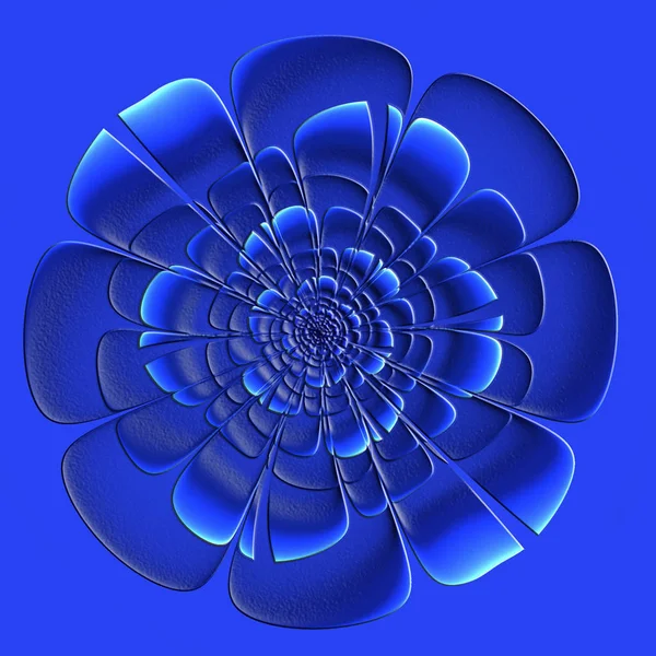 Piękny Niebieski Kwiat Efekt Uwypuklenia Fractal Design Grafika Dla Kreatywnych — Zdjęcie stockowe