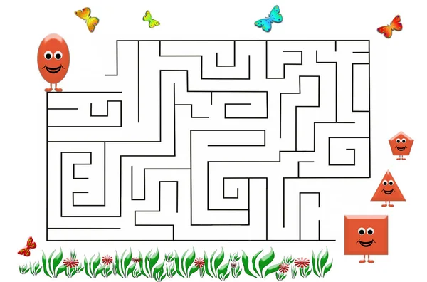 Funny Maze Game Preschool Children Illustration Logical Education Children Preschool — Stock Photo, Image