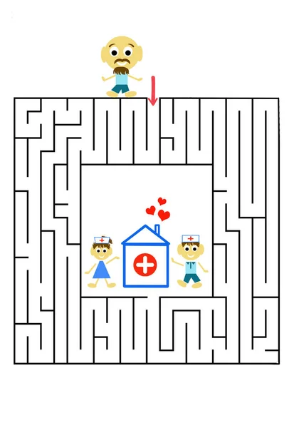 Rolig Labyrint Spel För Förskolebarn Illustration Logisk Utbildning För Barn — Stockfoto