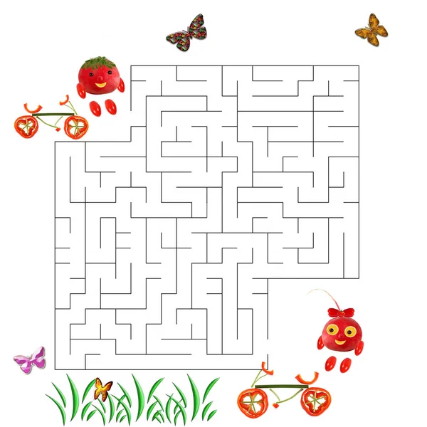 Funny Maze Game Preschool Children Illustration Logical Education Children Preschool — Stock Photo, Image