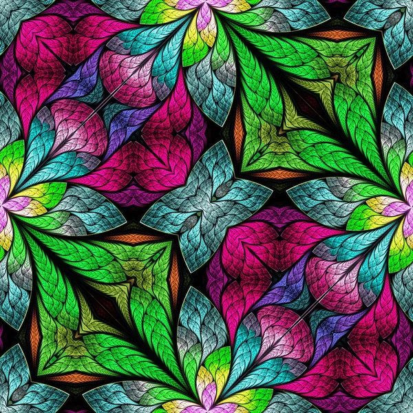 Multicolored Floral Pattern Stained Glass Window Style You Can Use — Stock Photo, Image