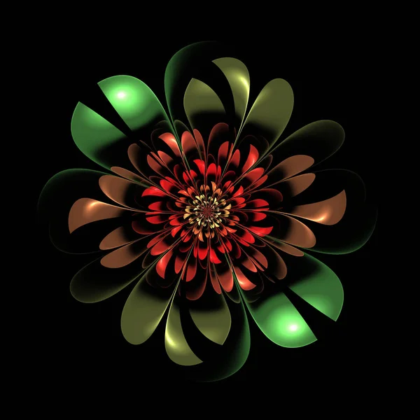 Beautiful Fractal Flower Black Background Artwork Creative Design Art Entertainment — Stock Photo, Image