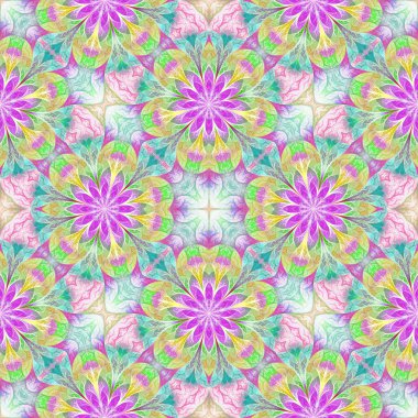 Fraktal tasarımında çok renkli çiçek deseni. Davetiyeler, defter kapakları, telefon servis taleplerini, kartpostallar, kartları, duvar kağıtları için bunu kullanabilirsiniz. Yaratıcı tasarım, sanat ve eğlence için resimler.