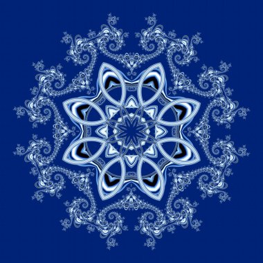 Muhteşem fraktal arka plan daire süsleme ile. Kar taneleri ajur modeli. Mary Noel ve mutlu yeni yıl Tema. 