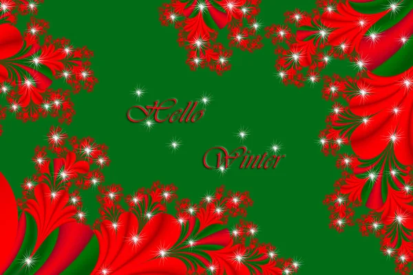 Winter Card Merry Christmas Happy New Year Fractal Design — Stock Photo, Image