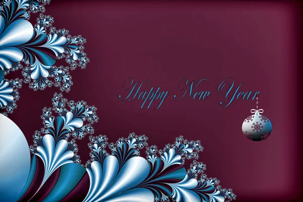 Zimowy Karta Wesołych Świąt Szczęśliwego Nowego Roku Fractal Design — Zdjęcie stockowe
