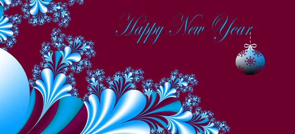 Zimowy Karta Wesołych Świąt Szczęśliwego Nowego Roku Fractal Design — Zdjęcie stockowe
