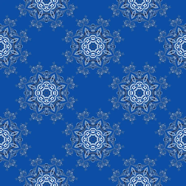 Seamless snowflakes openwork pattern. Fabulous fractal background with circle ornament. Mary Christmas and Happy New Year theme.