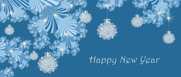 Joyeux Noël Bonne Année Avec Embellissement Fractal Concept Carte Hiver — Photo