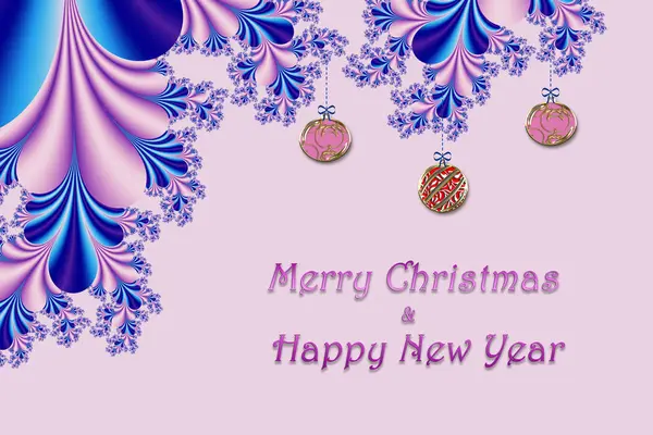 Merry Christmas Happy New Year Fractal Embellishment Winter Card Concept — Stock Photo, Image