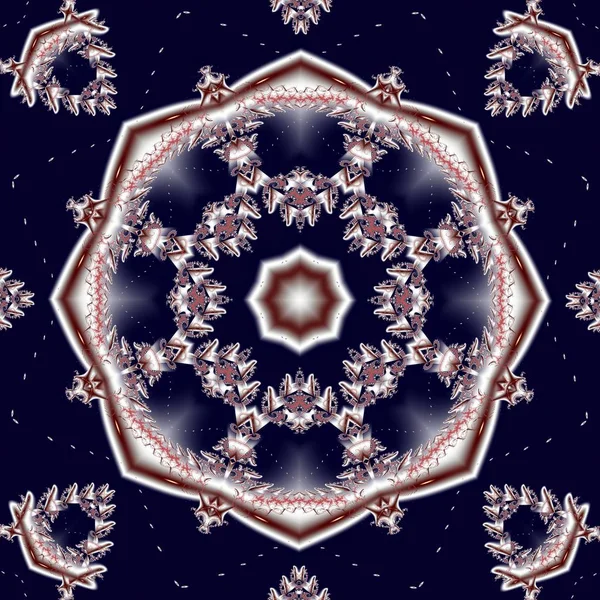 Favoloso Sfondo Frattale Con Ornamento Cerchio Fiocchi Neve Modello Traforato — Foto Stock