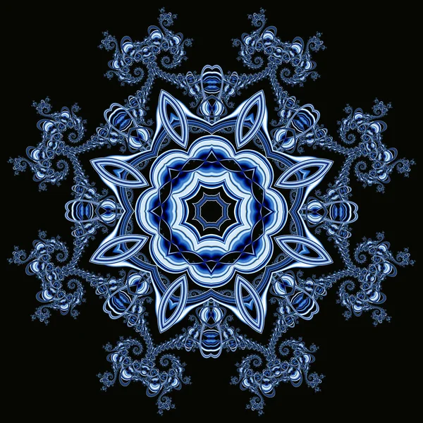 Fantastyczny Fraktal Tło Koło Ornament Wzór Ażurowy Płatki Śniegu Tematu — Zdjęcie stockowe