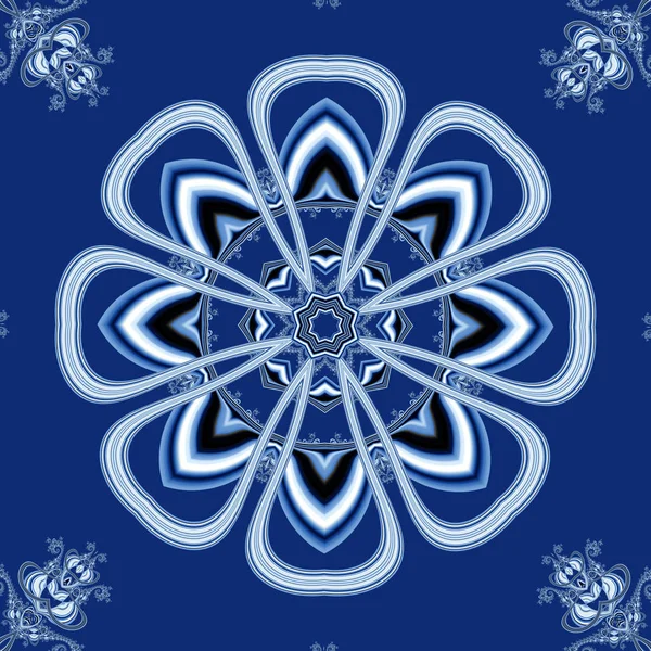 Fantastyczny Fraktal Tło Koło Ornament Wzór Ażurowy Płatki Śniegu Tematu — Zdjęcie stockowe