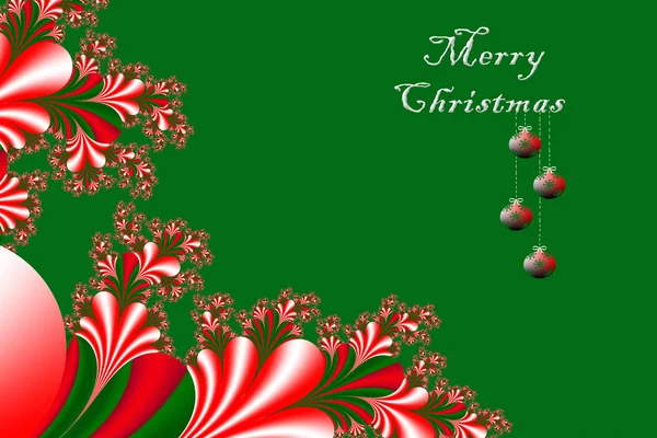 Feliz Natal Feliz Ano Novo Com Enfeite Fractal Conceito Cartão — Fotografia de Stock