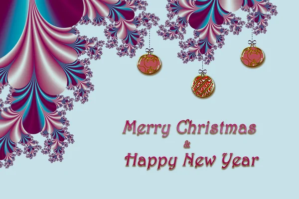 Feliz Natal Feliz Ano Novo Com Enfeite Fractal Conceito Cartão — Fotografia de Stock