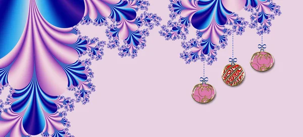Merry Christmas Happy New Year Fractal Embellishment Winter Card Concept — Stock Photo, Image