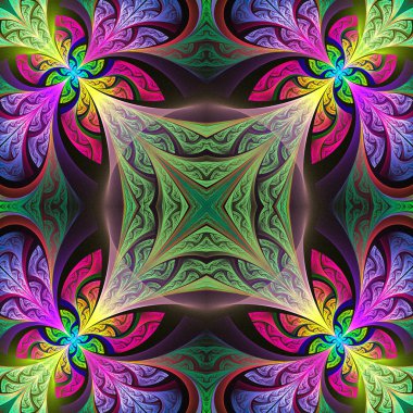 Çok renkli çiçek desen vitray pencere stili. Bu davetler, defter kapakları, telefon case, kartpostallar, kartları, duvar kağıtları ve benzeri kullanabilirsiniz. Yaratıcı tasarım, sanat ve eğlence için resimler.