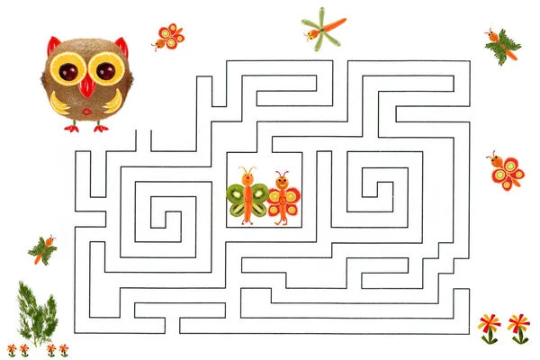 Jeu Labyrinthe Drôle Pour Les Enfants Âge Préscolaire Illustration Éducation — Photo