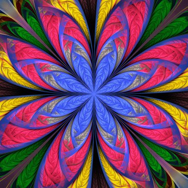 Güzel renkli fraktal çiçek. Koleksiyon - ayaz desen. Davetiyeler, defter kapakları, telefon case, kartpostallar, kartları, duvar kağıtları için bunu kullanabilirsiniz. Yaratıcı tasarım, sanat için sanat.