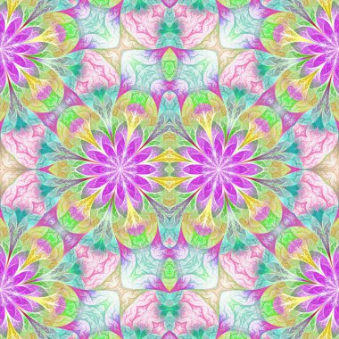 Fraktal tasarımında çok renkli çiçek deseni. Davetiyeler, defter kapakları, telefon servis taleplerini, kartpostallar, kartları, duvar kağıtları için bunu kullanabilirsiniz. Yaratıcı tasarım, sanat ve eğlence için resimler.
