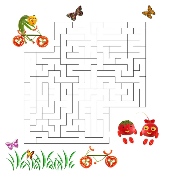 Funny Maze Game Preschool Children Illustration Logical Education Children Preschool — Stock Photo, Image