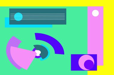 Parlak renkli arka planda avangart bir tarzda. Kutlama ve reklam için doku birimleri.