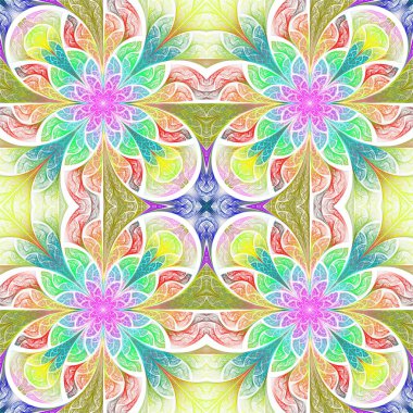 Renkli çiçek desenleri vitray şeklinde. Davetiyeler, defter kapakları, telefon kılıfları, kartpostallar, duvar kağıtları gibi şeyler için kullanabilirsiniz. Yaratıcı tasarım için sanat.