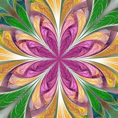 Güzel renkli fraktal çiçek. Koleksiyon - ayaz desen. Davetiyeler, defter kapakları, telefon case, kartpostallar, kartları, duvar kağıtları için bunu kullanabilirsiniz. Yaratıcı tasarım, sanat için sanat.