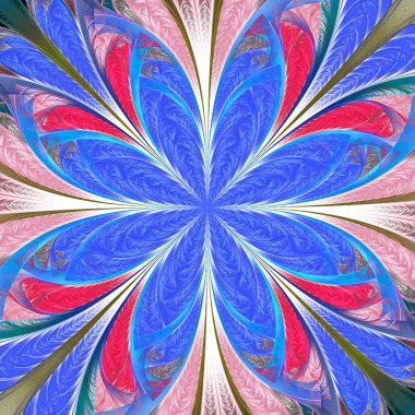 Güzel renkli fraktal çiçek. Koleksiyon - ayaz desen. Davetiyeler, defter kapakları, telefon case, kartpostallar, kartları, duvar kağıtları için bunu kullanabilirsiniz. Yaratıcı tasarım, sanat için sanat.