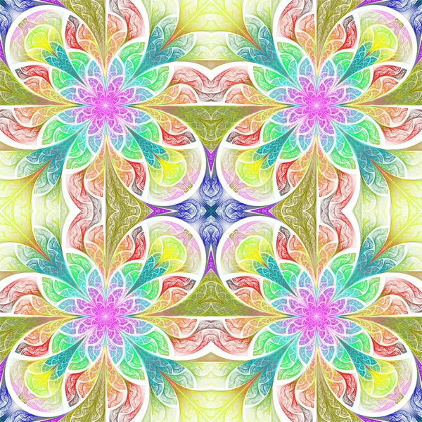 Multicolored Flower Pattern Stained Glass Window Style You Can Use — Stock Photo, Image