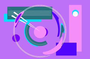 Parlak renkli arka planda avangart bir tarzda. Doku birimleri için 