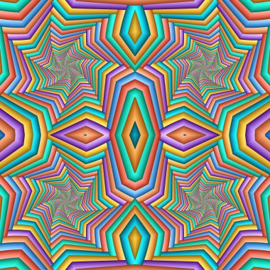 Çok renkli kesintisiz soyut şenlikli model. Kiremitli ethni