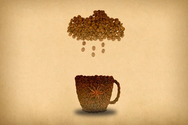 Kreatives Konzeptfoto einer Tasse Kaffee und einer Wolke mit Regen ma — Stockfoto