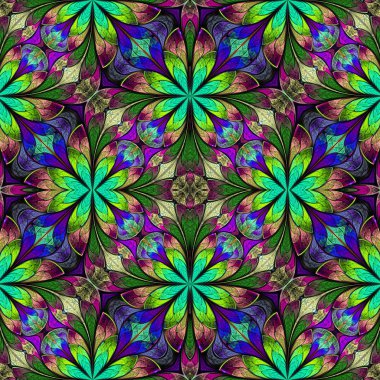 Çok renkli kesintisiz arka planda vitray pencere stili. 