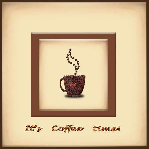 Koncepcja kreatywnych zdjęć z filiżanką kawy i serca z co — Zdjęcie stockowe