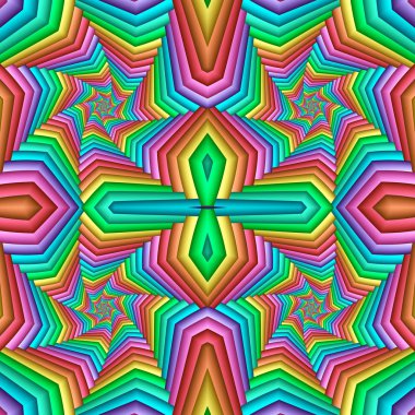 Çok renkli kesintisiz soyut şenlikli model. Kiremitli ethni