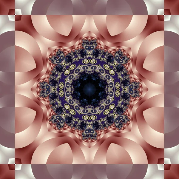 Fantastyczny Fraktal tło z ornamentem spiralnym i płatki. Możesz — Zdjęcie stockowe